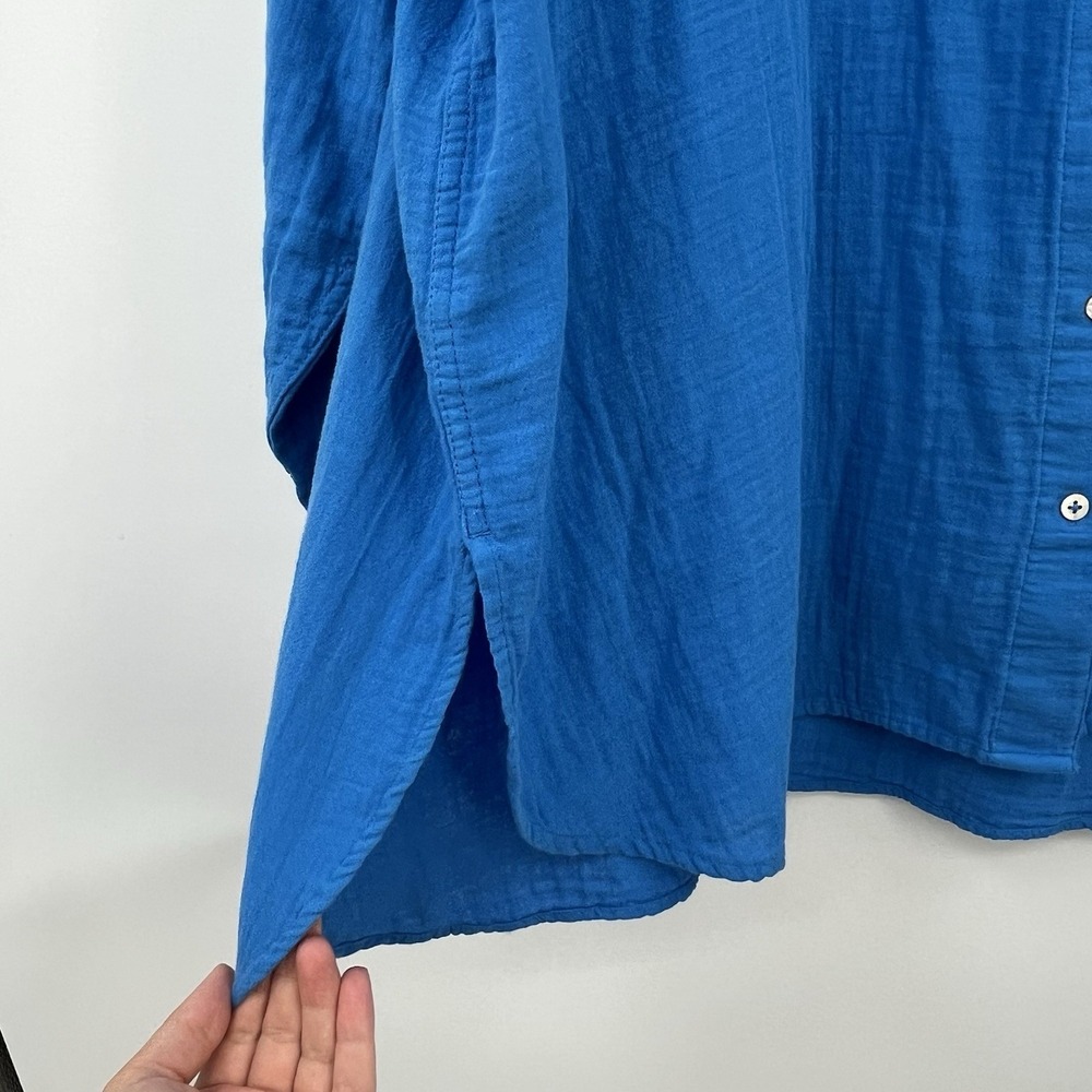 lane bryant dress 22/24 Gauze Colbalt Blue Button Up Blouse Shirt Top Relax Long - Picture 6 of 9